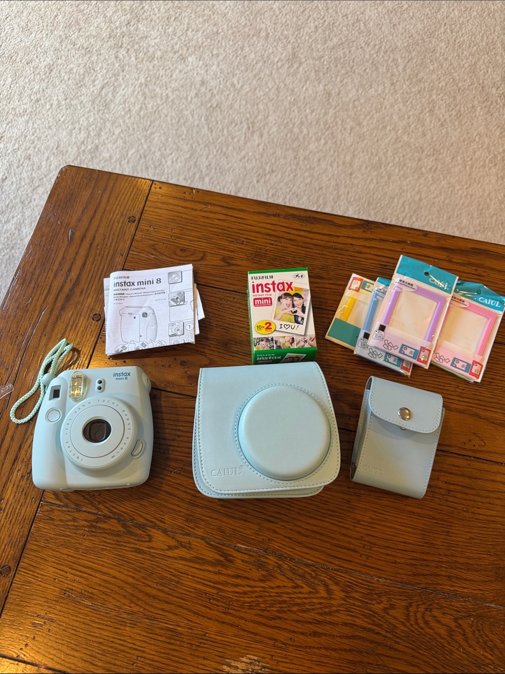 Fujifilm instax mini 8 Instant Camera Kit - Pale Blue with Matching Case & Pouch